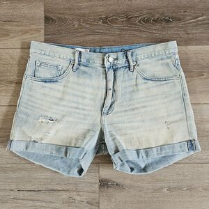 GAP 1969 Sexy Boyfriend Light Blue Denim Roll Hem Jean Shorts Size 29 Womens